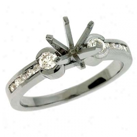 14k White Round 0.56 Ct Brilliant Semi-mounr Engagement Ring