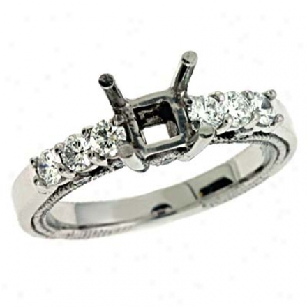 14k White Round 0.57 Ct Diamond Engagement Ring