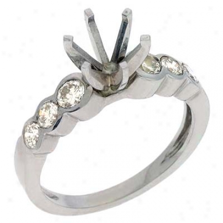 14k White Round 0.61 Ct Diamond Semi-mount Engagement Ring