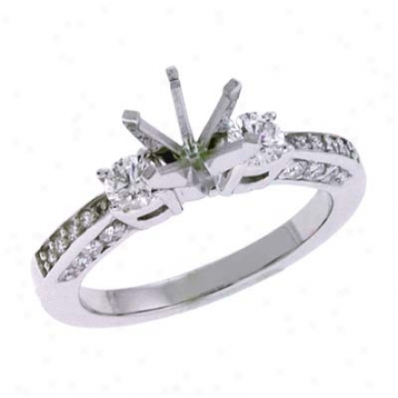 14k White All over 0.63 Ct Diamond Semi-mount Engagement Ring