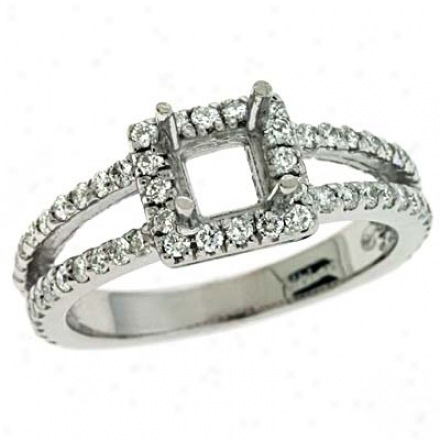 14k White Round 0.64 Ct Diamond Engagememt Ring