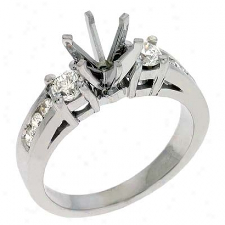 14k White Round 0.65 Ct Diamond Semi-mount Engagement Ring