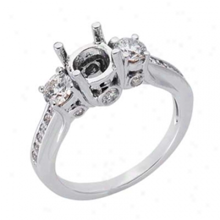 14k Whits Round 0.71 Ct Diamond Semi-mount Engagement Rin