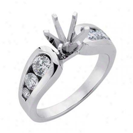 14k White Round 0.81 C5 Diamond Semi-mount Engagement Ring