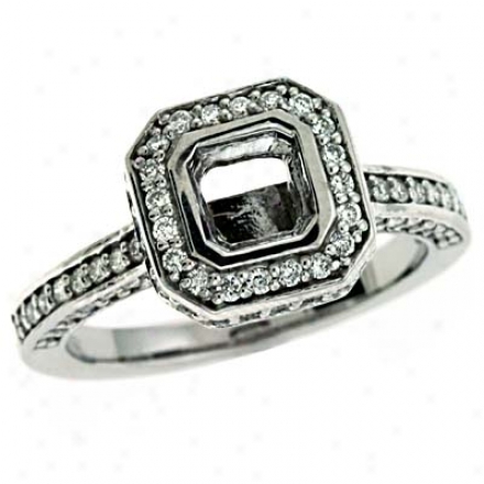 14k White Round 0.82 Ct Diamond Engagement Ring