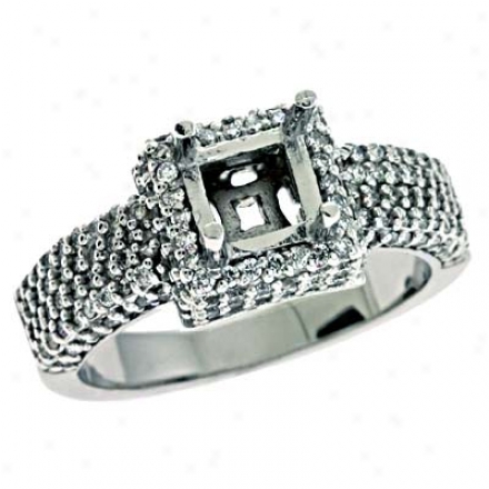 14k White Sur~ 0.82 Ct Diamond Semi-mount Engagement Clique