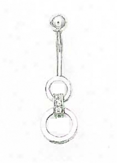 14k Of a ~ color Round Cz Circles Belly Ring