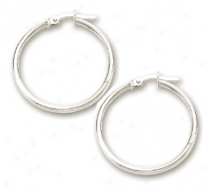 14k White Shiny Light Weight Hiop Earrings