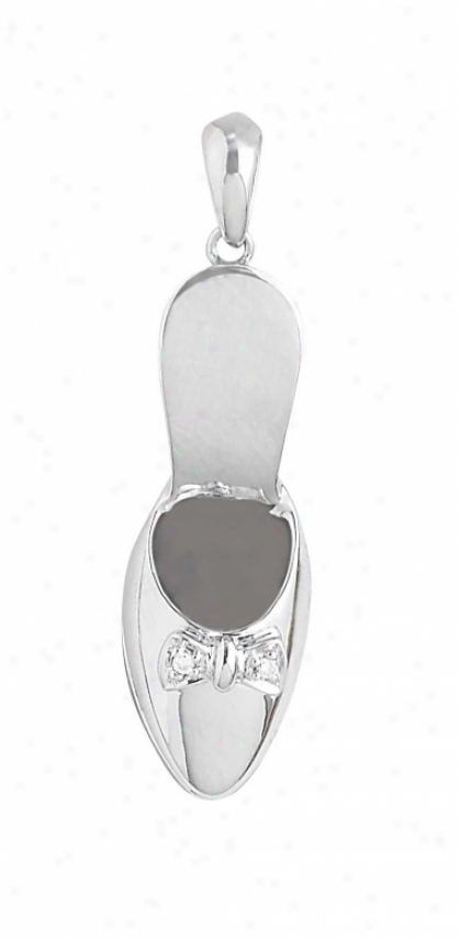 14k White Shoe Round 1.5 Mm Diamond Charm