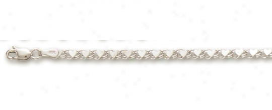 14k White Small Heart Link Anklet - 10 Inch