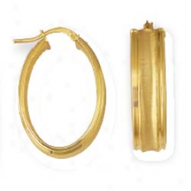 14k White Stamped Oval Hoop Earringz