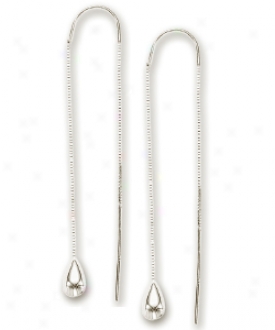 14k White Tear Distil Threader Earrings