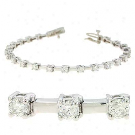 14k White Tennis 2 Ct Diamond Bracelet