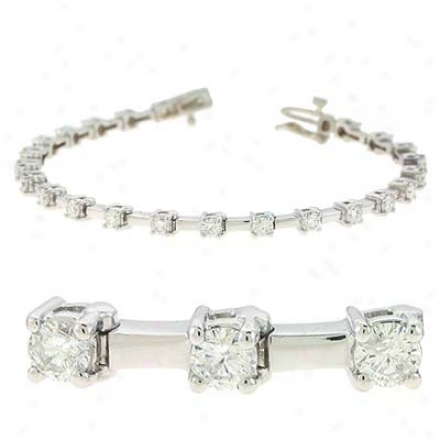 14k White Tennis 3 Ct Diamond Bracelet