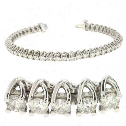 14k White Tennis 7 Ct Diamond Bracelet