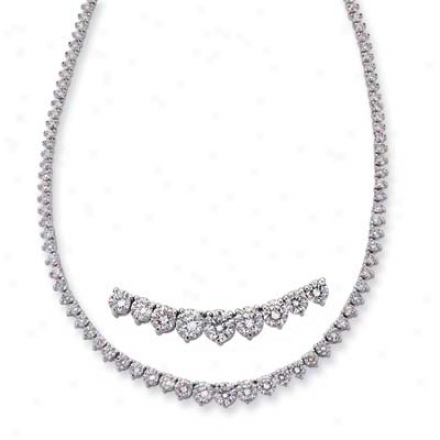 14k White Three Prong 11.05 Ct Rhombus Necklace