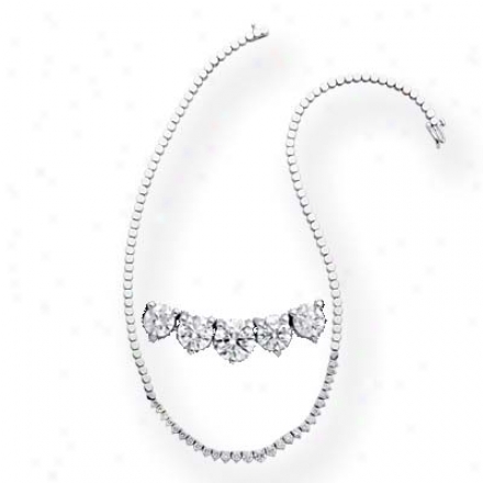 14k White Three Prong 3.03 Ct Diamond Necklace