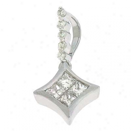 14k White Trendy 0.23 Ct Diamond Pendant