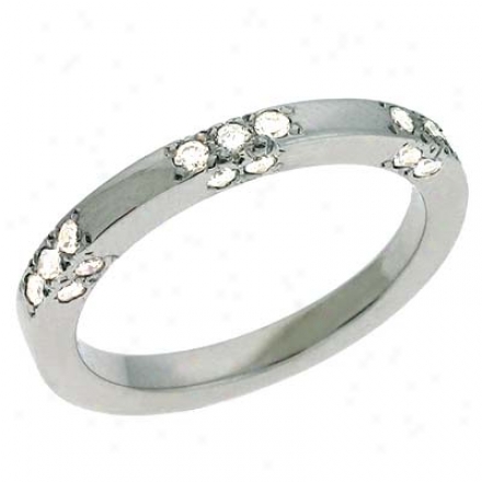 14k White Trendy 0.33 Ct Diamond Band Ring