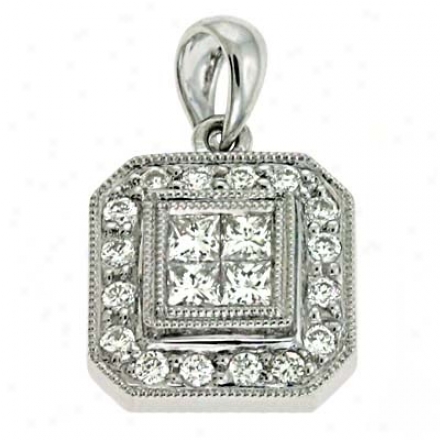 14k White Trendy 0.38 Ct Diamond Pendant