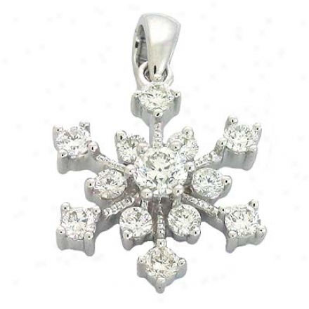14k White Trendy 0.44 Ct Diamond Pendant