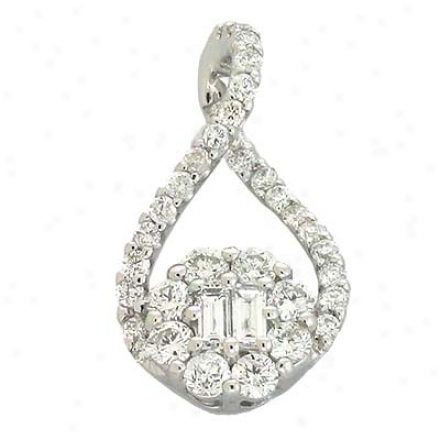 14k White Trendy 0.45 Ct Diamond Pendant