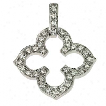 14k White Trendy 0.47 Ct Diamond Pendant