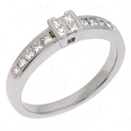 14k White Trendy 0.48 Ct Diamond Ring