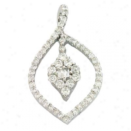 14k White Trendy 0.51 Ct Diamond Pendant