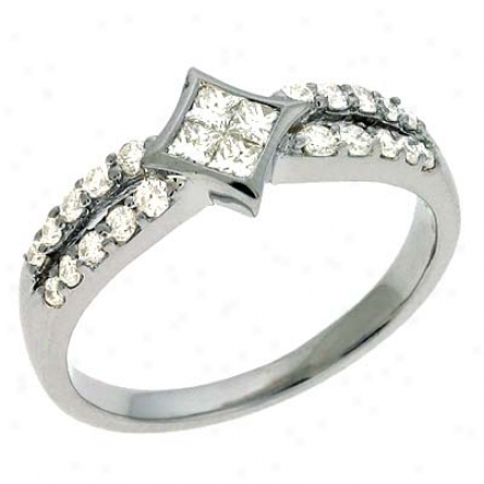 14k White Trendy 0.52 Ct Diamond Ring