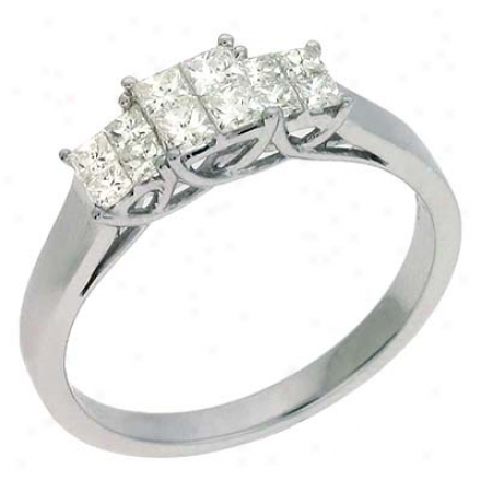 14k White Trendy 0.53 Ct Diamond Ring