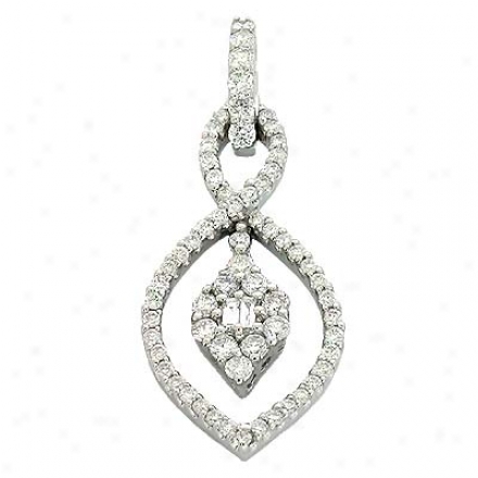 13k White Trendy 0.6 Ct Diamond Pendant