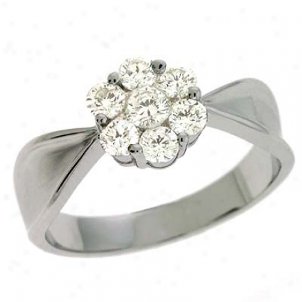 14k White Trendy 0.62 Ct Diamond Ring