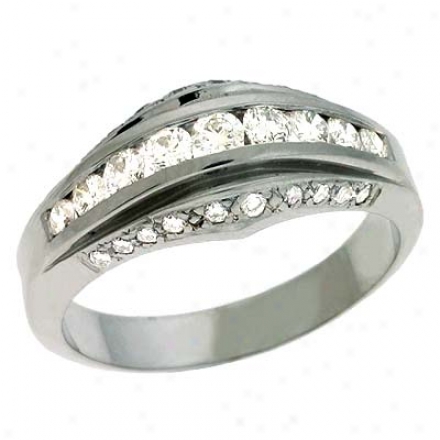 14k White Trendy 0.64 Ct Diamond Band Rnig