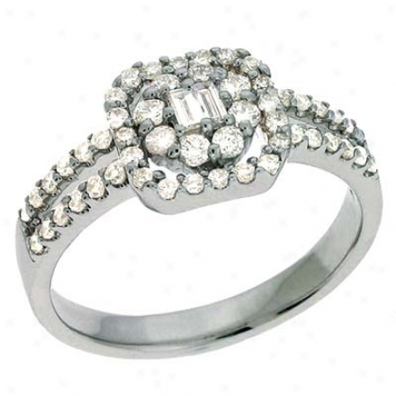 14k White Trendy 0.66 Ct Diamond Ring