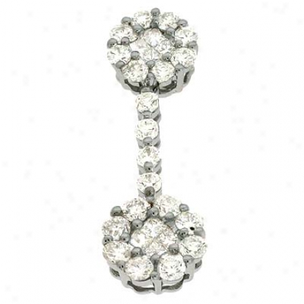 14k White Trendy 0.79 Ct Diamond Pendant