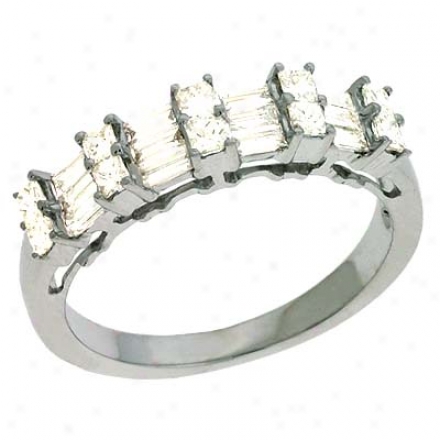 14k White Trendy 0.8 Ct Diamond Ring