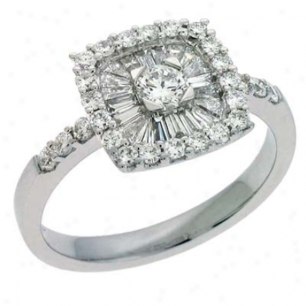 14k White Trendy 0.9 Ct Diamond Ring