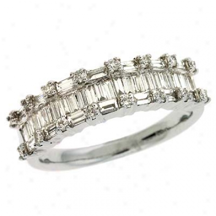 14k White Trendy 0.94 Ct Diamond Ring