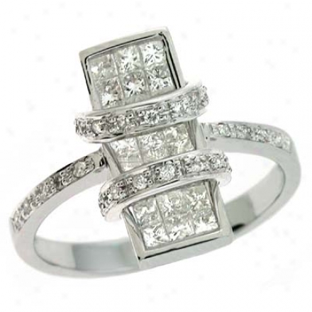 14k White Trendy 0.96 Ct Diamond Ring