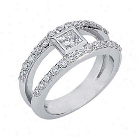 14k White Trendy 0.98 Ct Diamond Band Ring