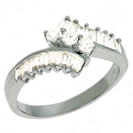 14k White Trendy 0.98 Ct Diamond Ring