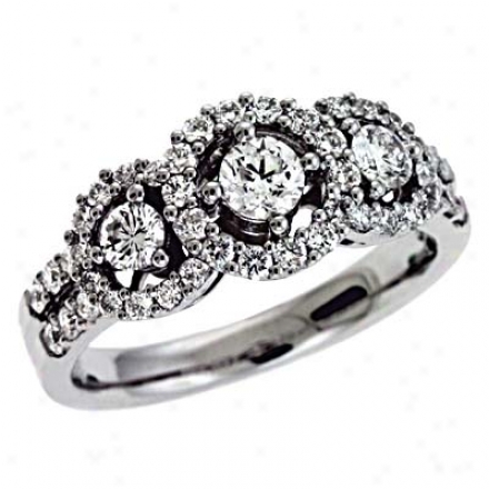 14k White Trendy 0.99 Ct Diamond Ring