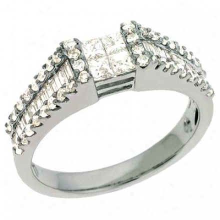 14k White Trendy 1 Ct Diamond Ring