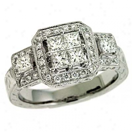14k White Trendy 1.02 Ct Diamond Ring