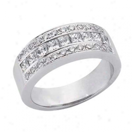 14k White Trendy 1.14 Ct Diamond Band Ring