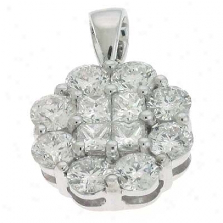 14k White Trendy 1.16 Ct Diamond Pendant