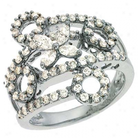 14k White Trendy 1.21 Ct Diamond Ring