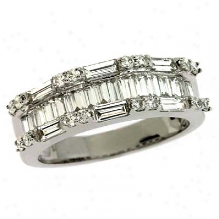 14k White Trendy 1.3 Ct Diamond Ring