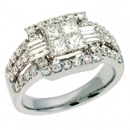 14k White Trendy 1.65 Ct Diamond Ring